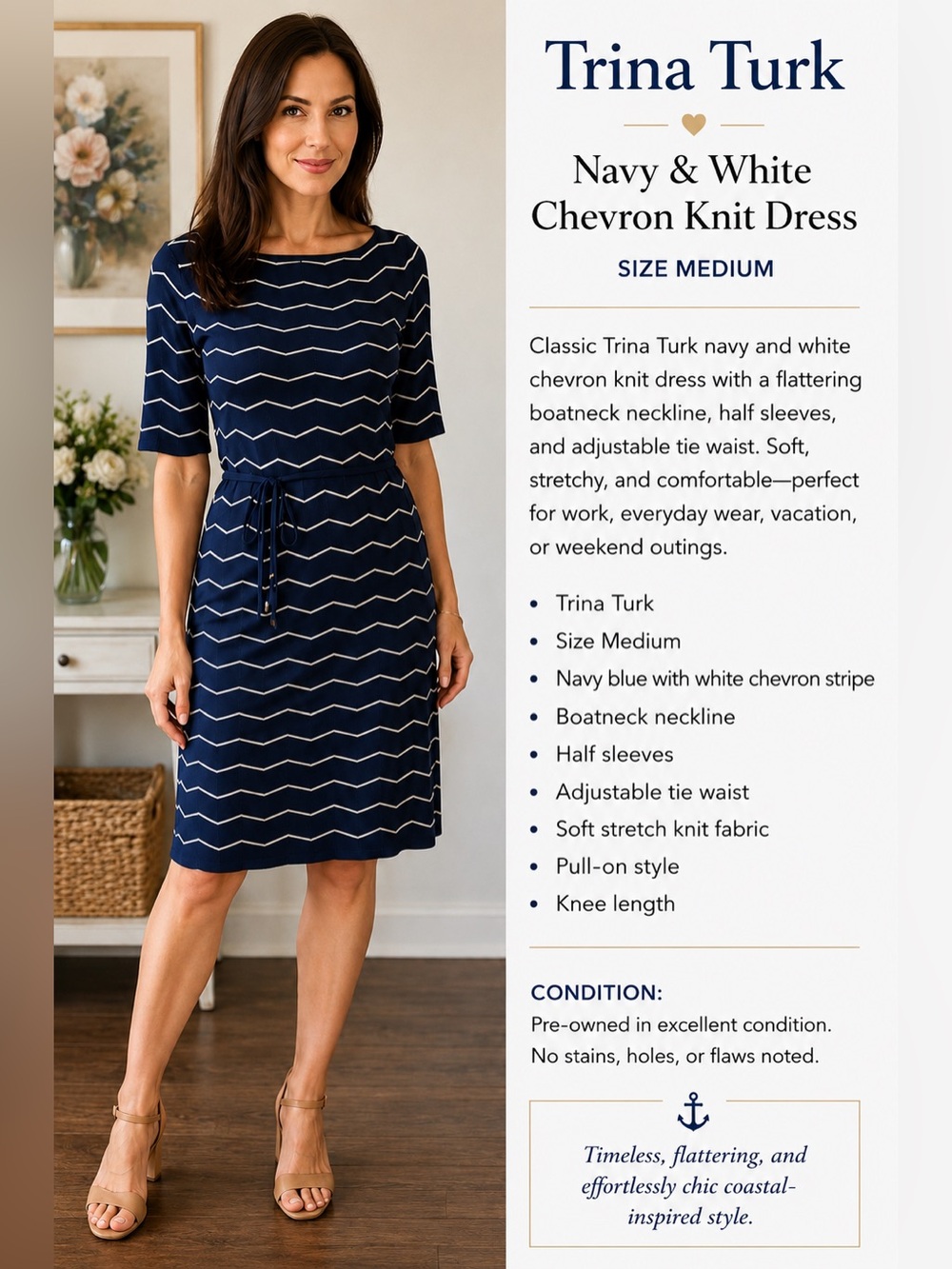 Trina Turk Cabana Blue Knit Dress